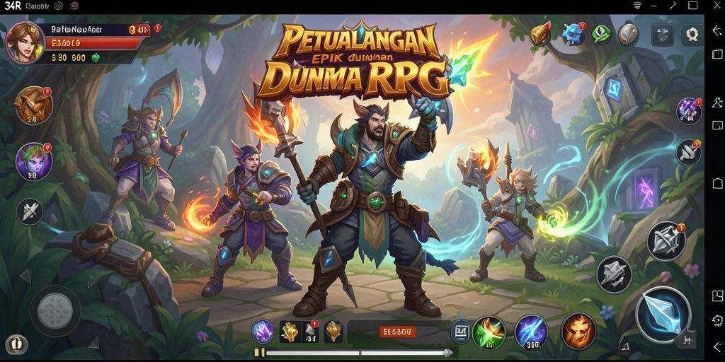 Tampilan gameplay RPG menawan di 34R dengan karakter dan pertempuran yang intens.
