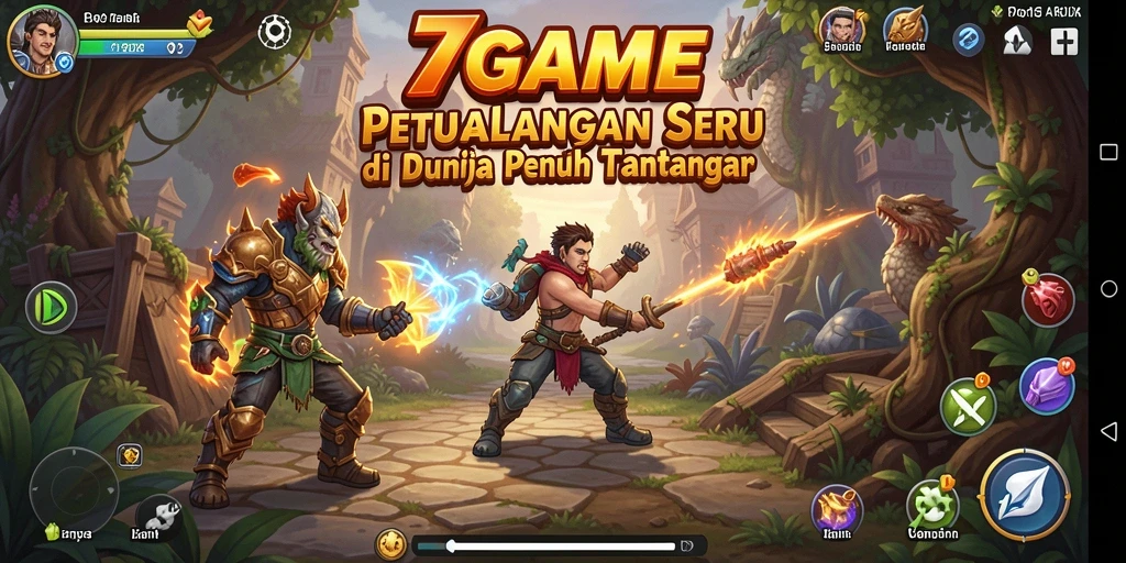 Tampilan aksi seru dari gameplay 7GAME saat menjelajahi dunia petualangan.