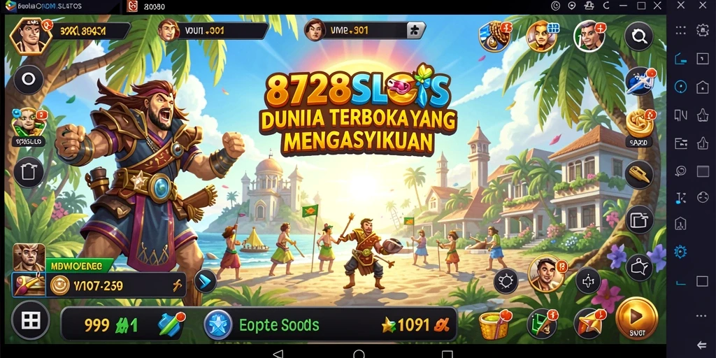 Screenshot gameplay 8728SLOTS yang menampilkan dunia terbuka yang menawan.
