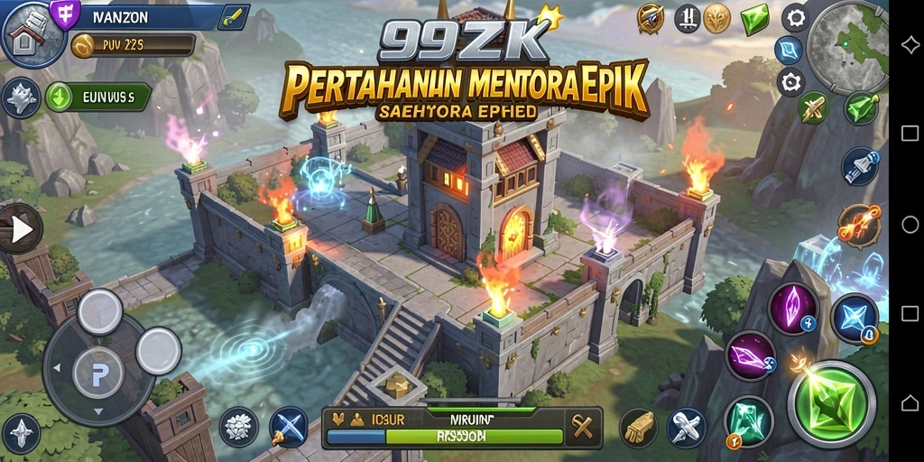 Tampilan menara pertahanan saat melawan gelombang musuh.