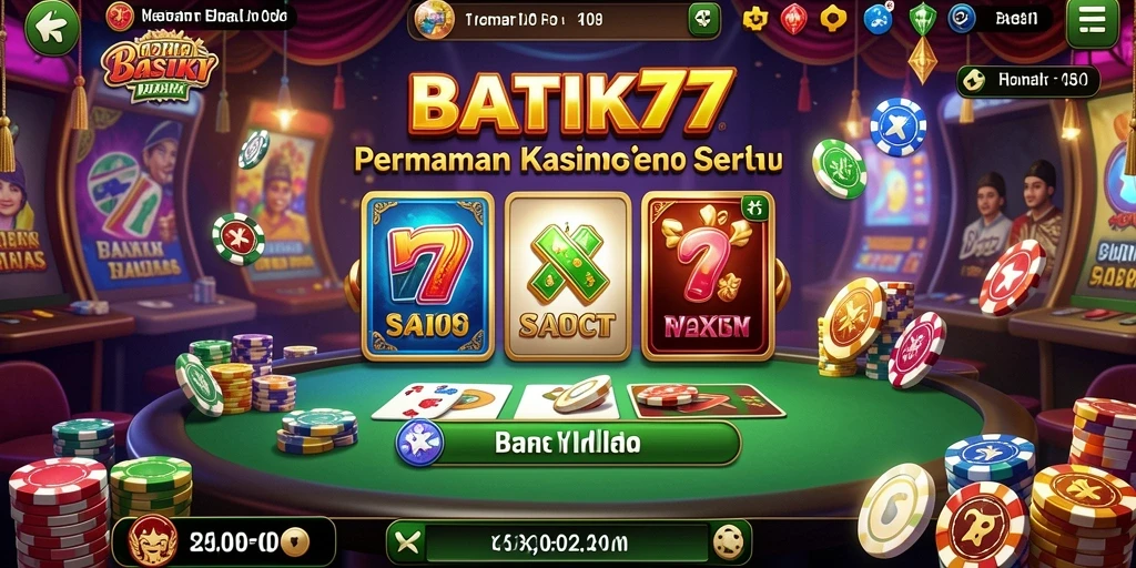 Screenshot utama BATIK77 menampilkan pengalaman bermain Kasino yang mendebarkan.