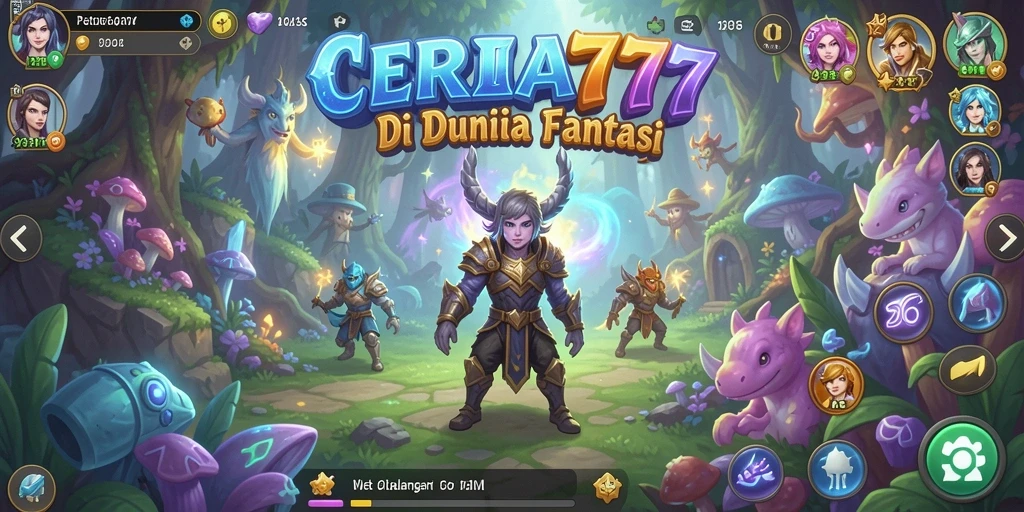 Screenshot dari gameplay petualangan di CERIA777 yang menampilkan dunia fantastis.