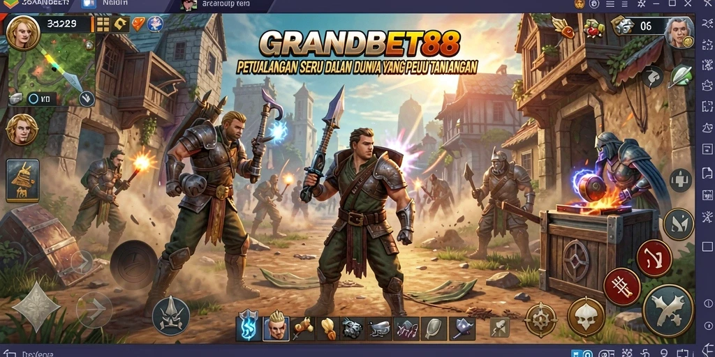 Tangkapan layar permainan GRANDBET88 menampilkan aksi petualangan yang mendebarkan.