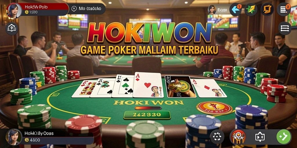 Tampilan gameplay seru HOKIWON dalam aksi Poker.