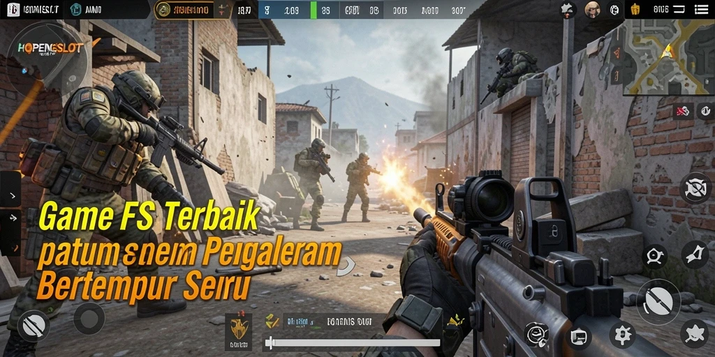 Screenshot gameplay <strong>HOPENGSLOT</strong> menampilkan aksi tembak-menembak yang mendebarkan.