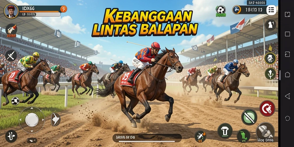 Screenshot menunjukkan aksi balapan seru di IDX66.
