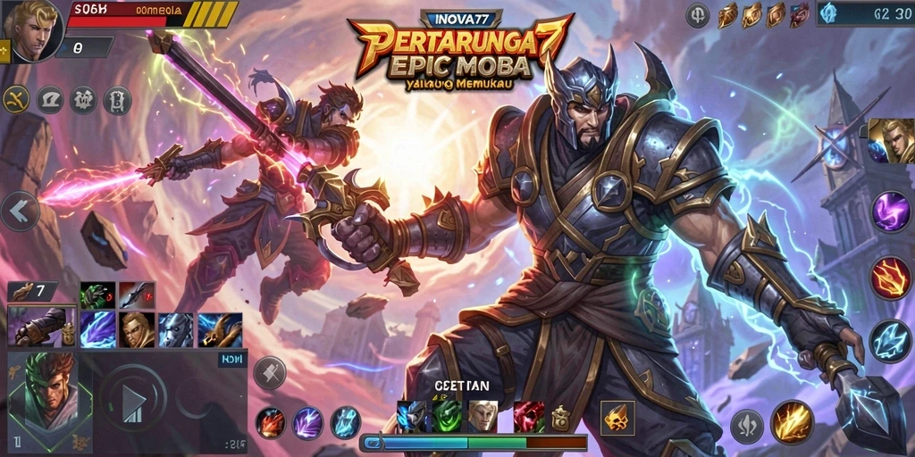 Screenshot gameplay INOVA77 dengan aksi seru di arena MOBA.