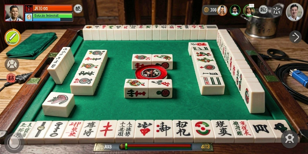 Tampilan gameplay JKT8 dengan ubin Mahjong yang berwarna-warni.