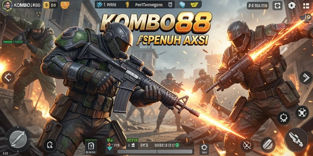 Tampilan seru gameplay KOMBO88 dalam aksi FPS.