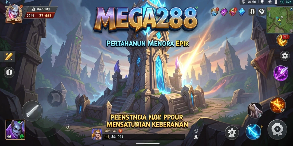 Tampilan gameplay menara dengan berbagai jenis musuh di MEGA288.