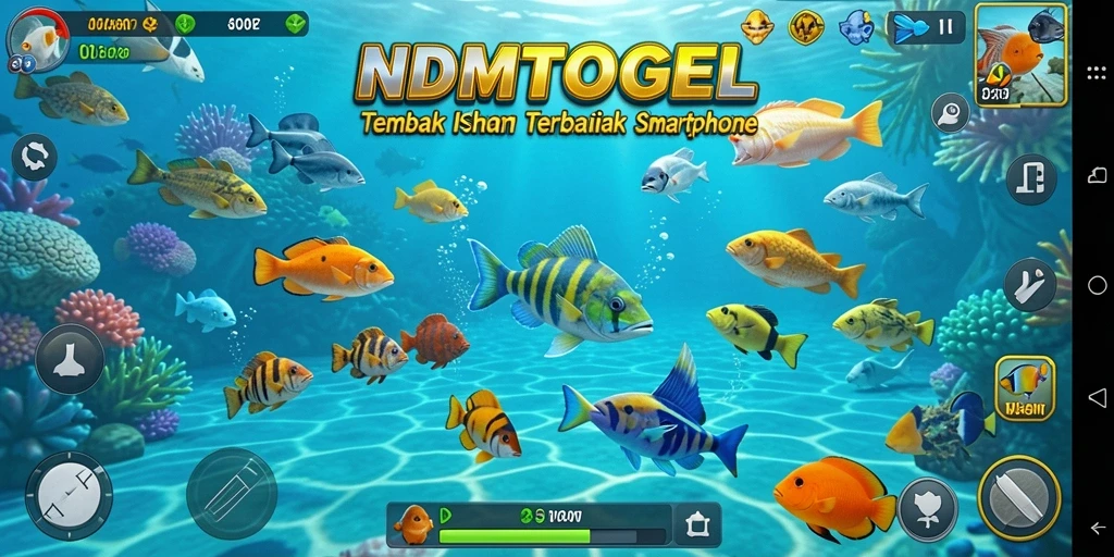 Screenshot gameplay NDMTOGEL dengan aksi tembak ikan yang seru.