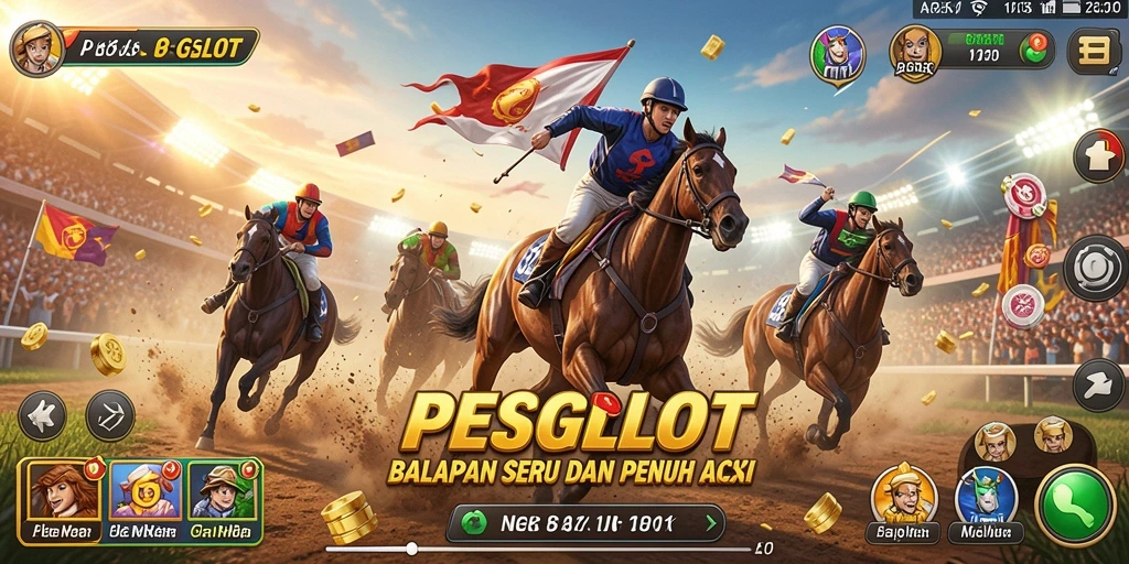Gameplay Racing PESGSLOT dengan mobil dan lintasan yang menantang.
