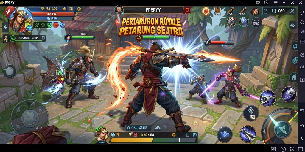 Tampilan gameplay seru di PPRRYY saat pertarungan besar.
