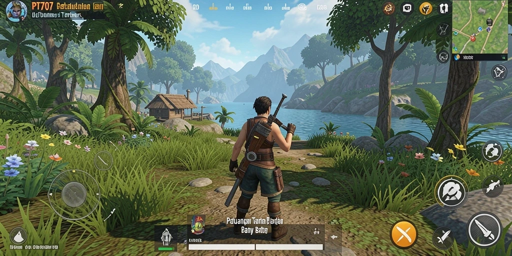 Tangkapan layar dari gameplay PT707 yang menampilkan eksplorasi dunia terbuka.