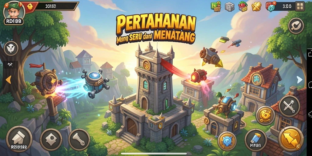 Tampilan menarik dari gameplay Tower Defense RDI88