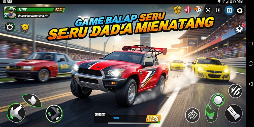 Tampilan gamplay balap yang seru di RI188.