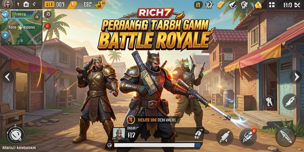 Gameplay RICH7 yang intens dalam Battle Royale.