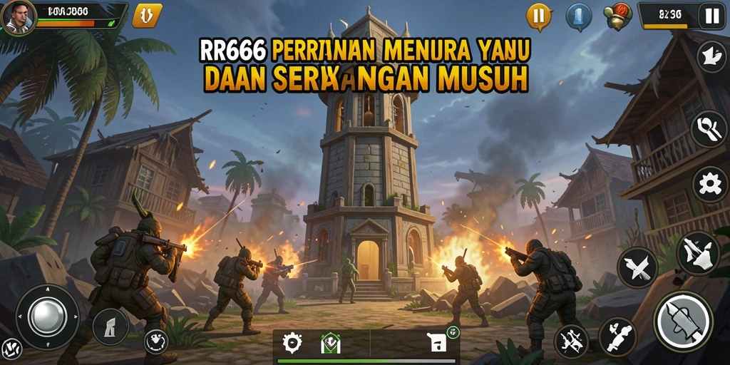 Screenshot gameplay RR666 menampilkan aksi menara pertahanan yang mendebarkan.