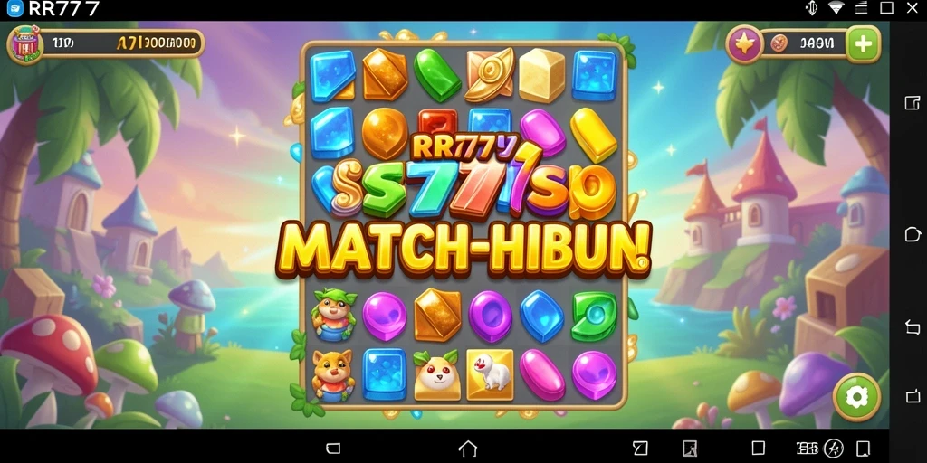 Tangkapan layar gameplay RR777 menunjukkan aksi mencocokkan permata yang menarik.