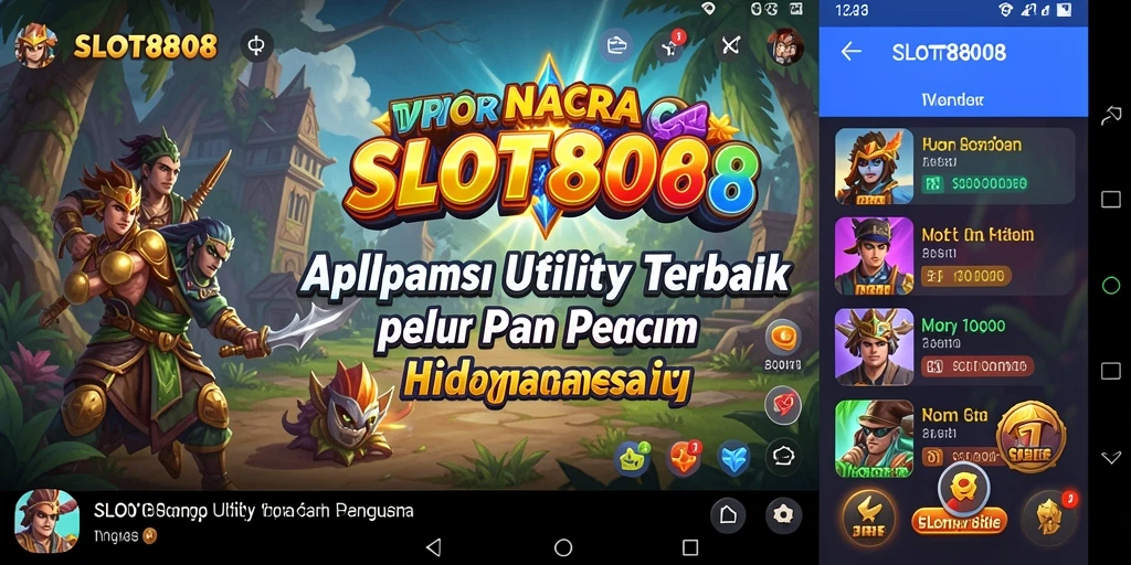Screenshot utama menunjukkan antarmuka aplikasi SLOT8808 yang intuitif dan fitur pengingat.