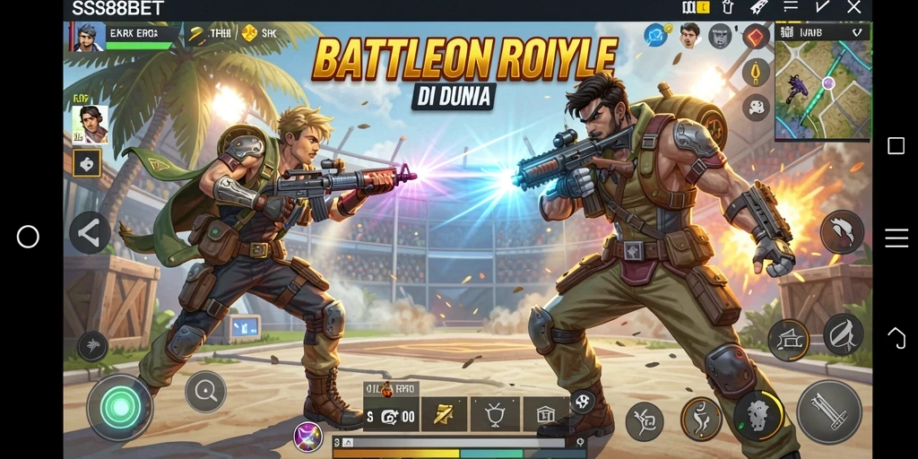 Gameplay seru dalam SS88BET yang penuh aksi Battle Royale.