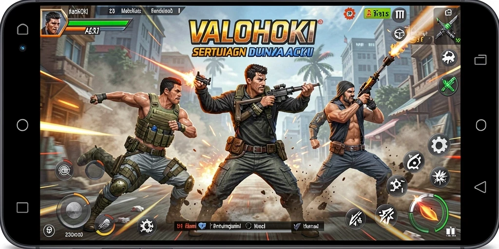 Tangkapan layar VALOHOKI menampilkan aksi intens dan pertarungan mendebarkan.